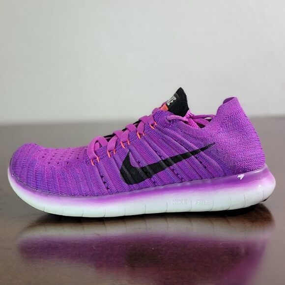 Nike Free RN Flyknit SE Premium Women's Running Shoes Size 6 Purple Black White - Picture 8 of 8